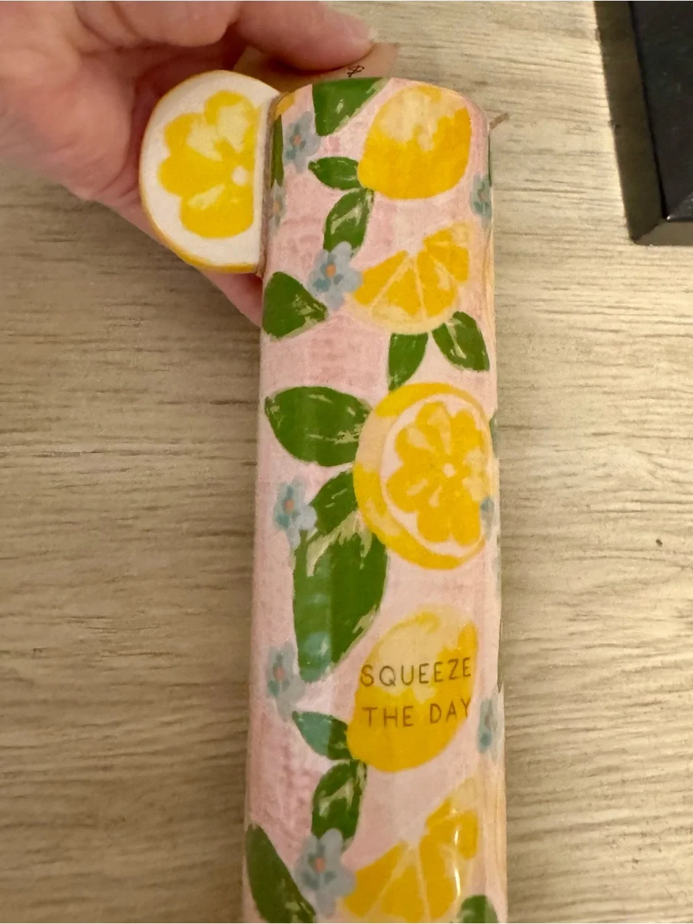 Mud Pie Squeeze The Day Lemon Pattern Tall Vase - New